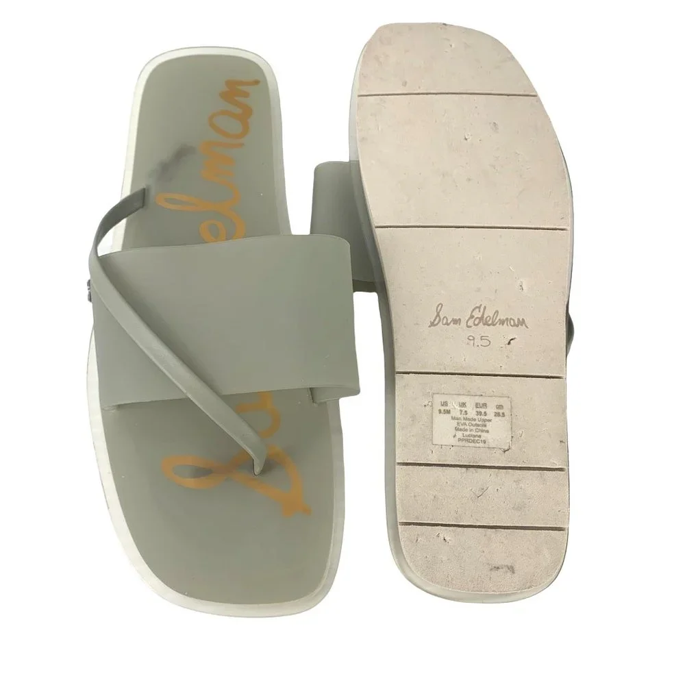 SAM EDELMAN Luciana Translucent Gray‎ Thong Slides Sandals